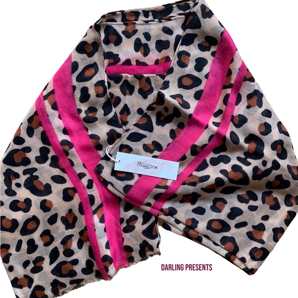 Macchia Di Ruggine Scarf Women Leopard Print Color Multi Size 37 X 75